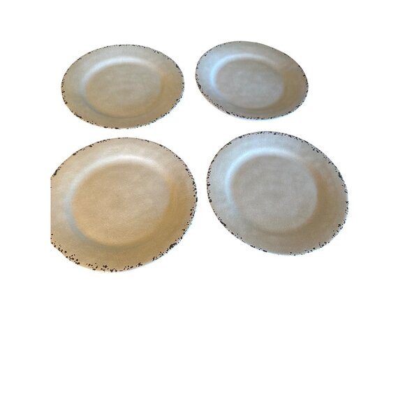 Tommy Bahama Set Of 4 Dinner Plates Crackle Plastic Melamine Cream & Brown - Picture 4 of 4